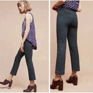 Cartonnier Anthropologie Charlie Crop Flare Pants Size 2 Green‎ Teal Tweed